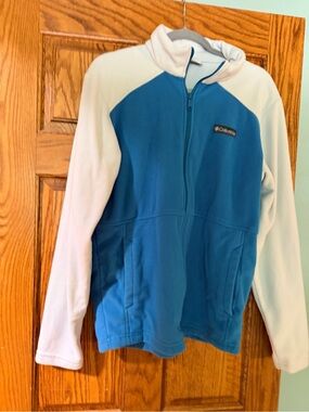 Columbia Blue and White mens  Fleece Jacket